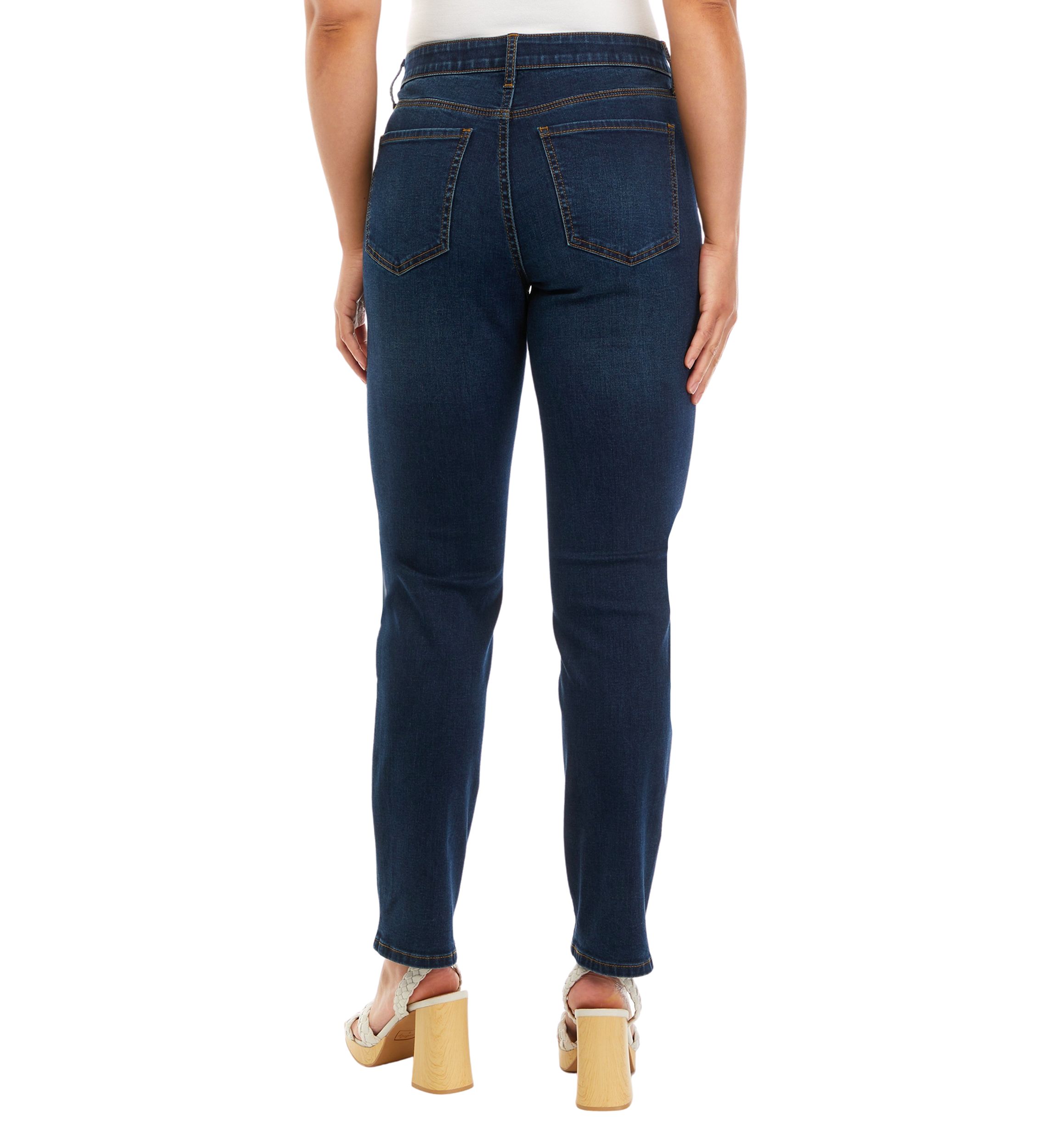 Womens Mid Rise Straight Stretch 31" Jeans