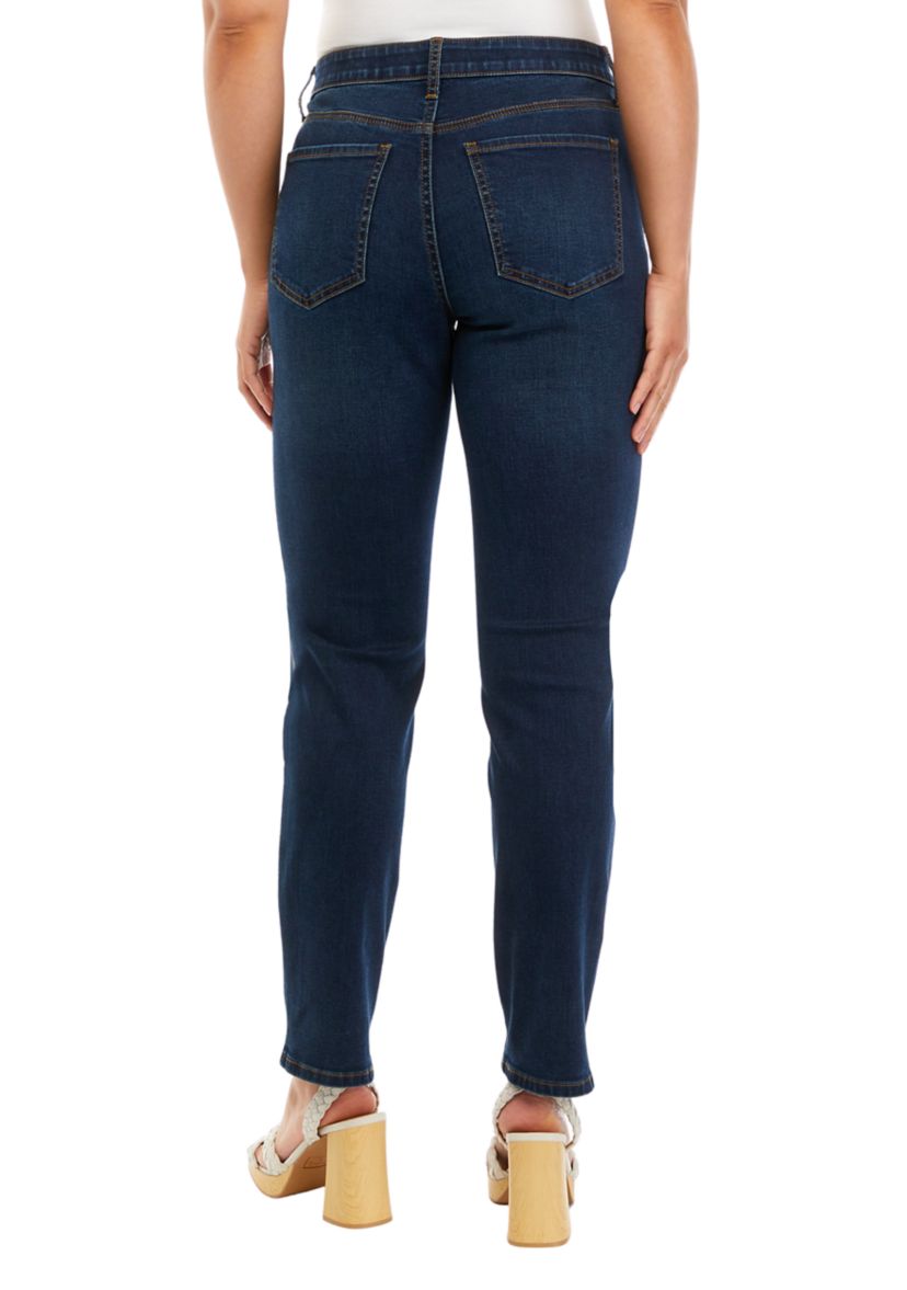 Womens Mid Rise Straight Stretch 31" Jeans