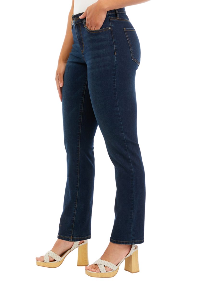 Womens Mid Rise Straight Stretch 31" Jeans