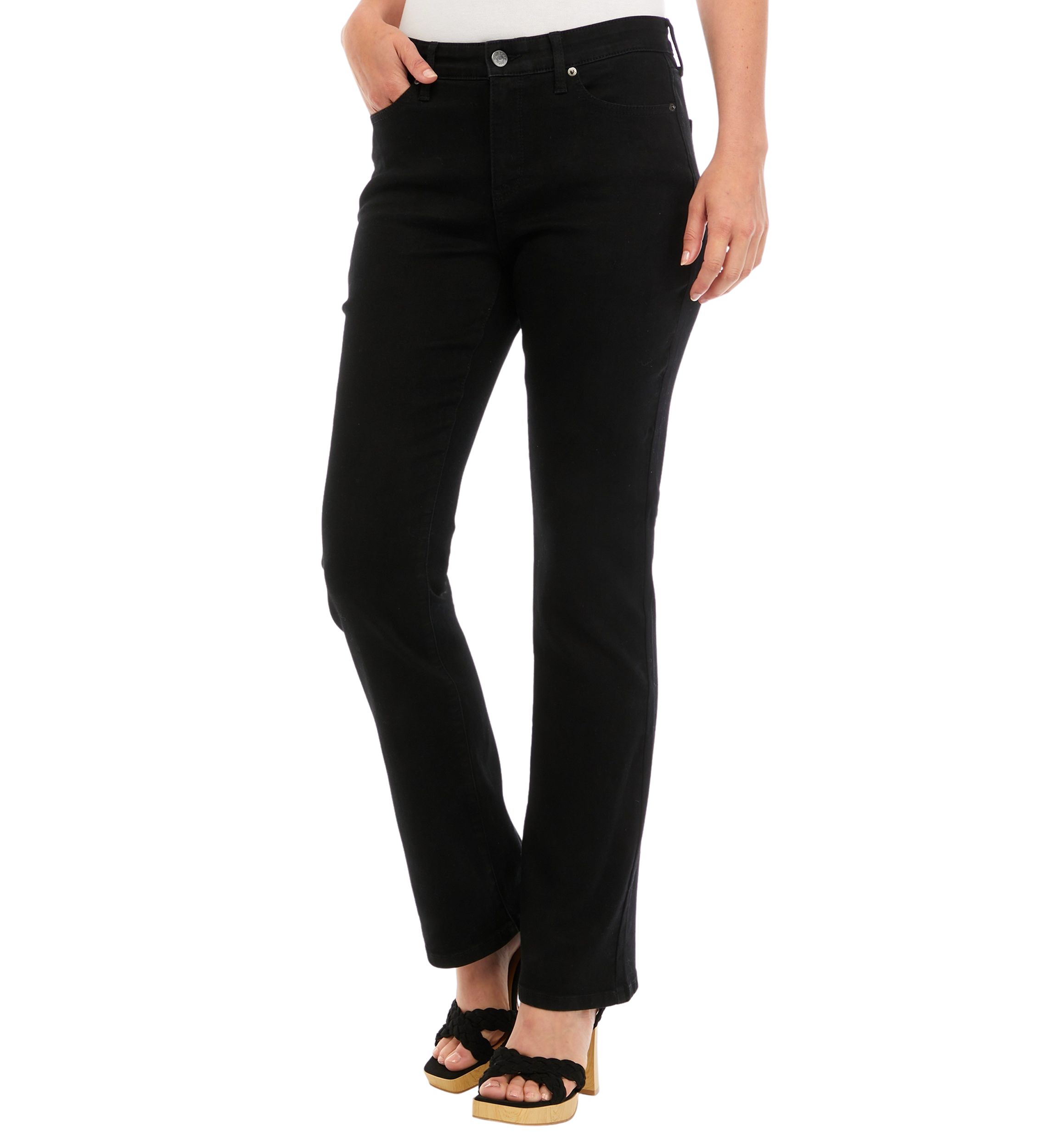 Womens Mid Rise Bootcut Stretch Jeans