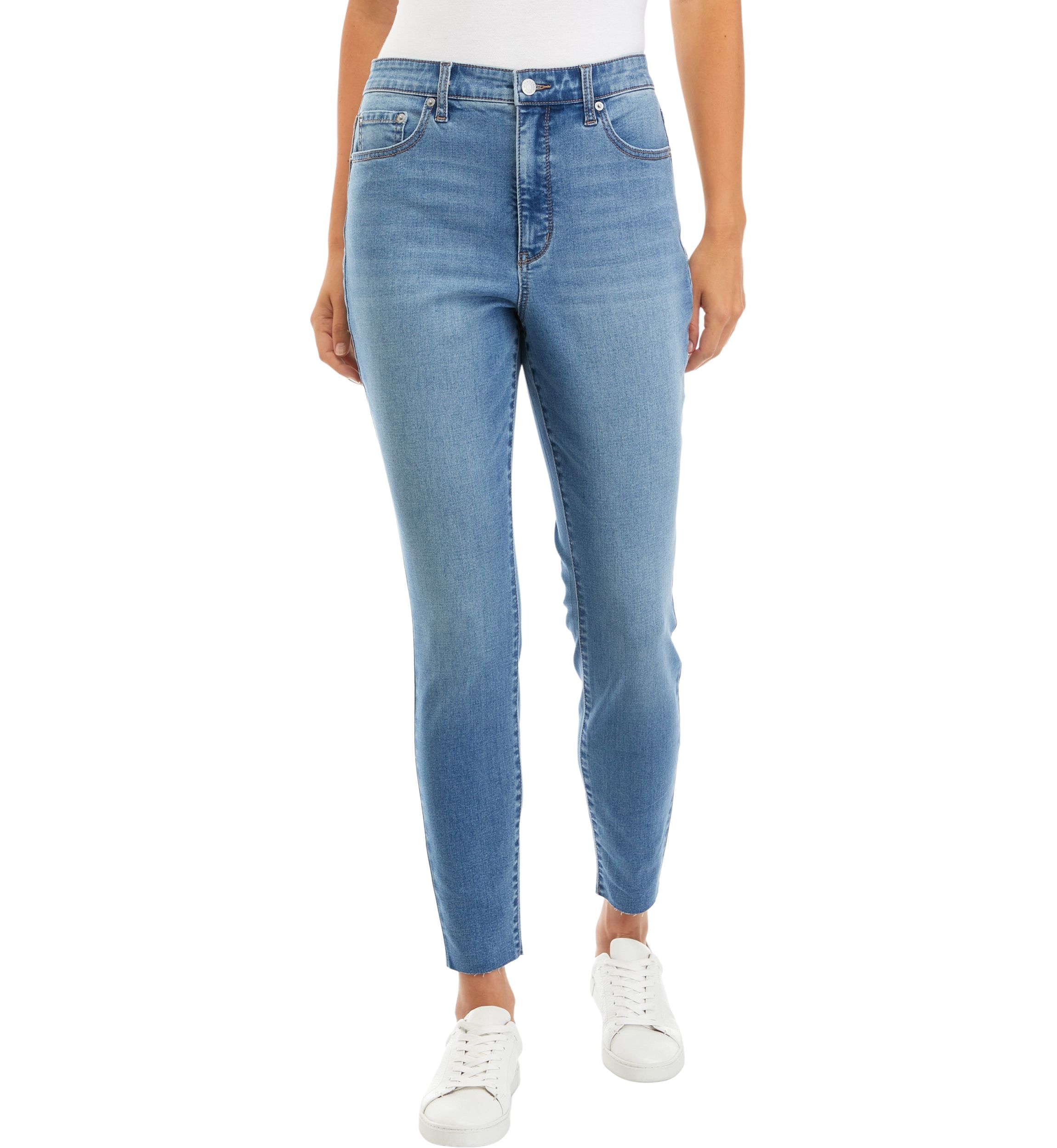 High Rise Destructed Skinny Jeans