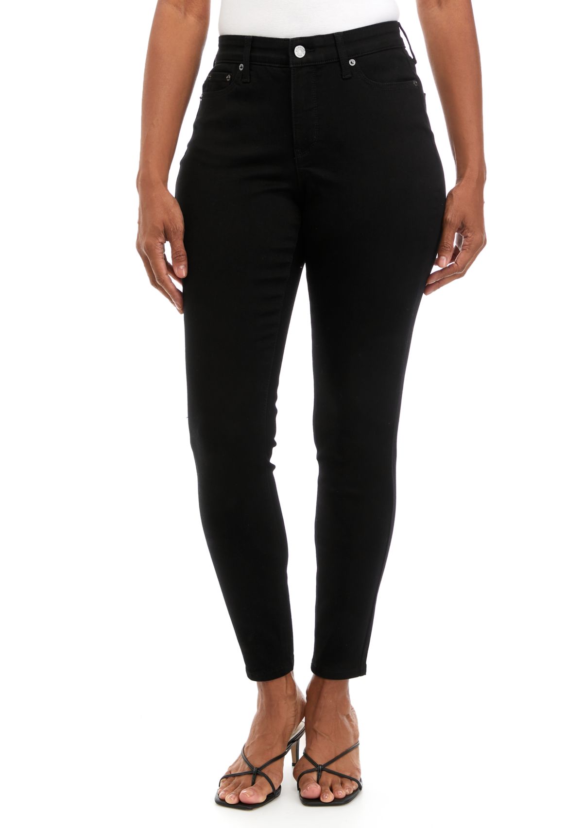 Womens Mid Rise Skinny Stretch Jeans