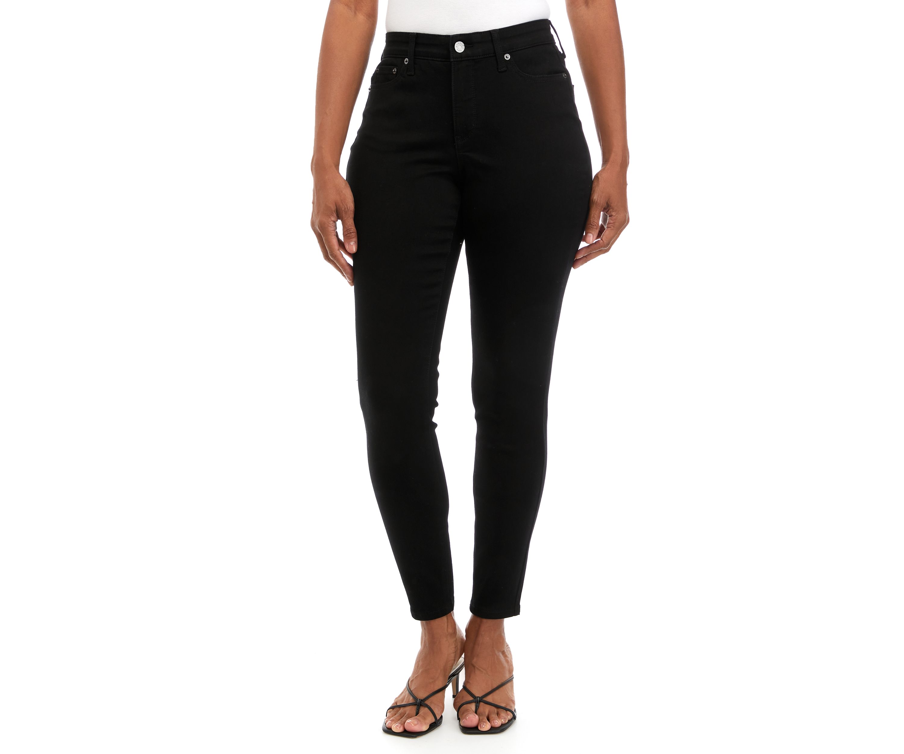 Womens Mid Rise Skinny Stretch Jeans