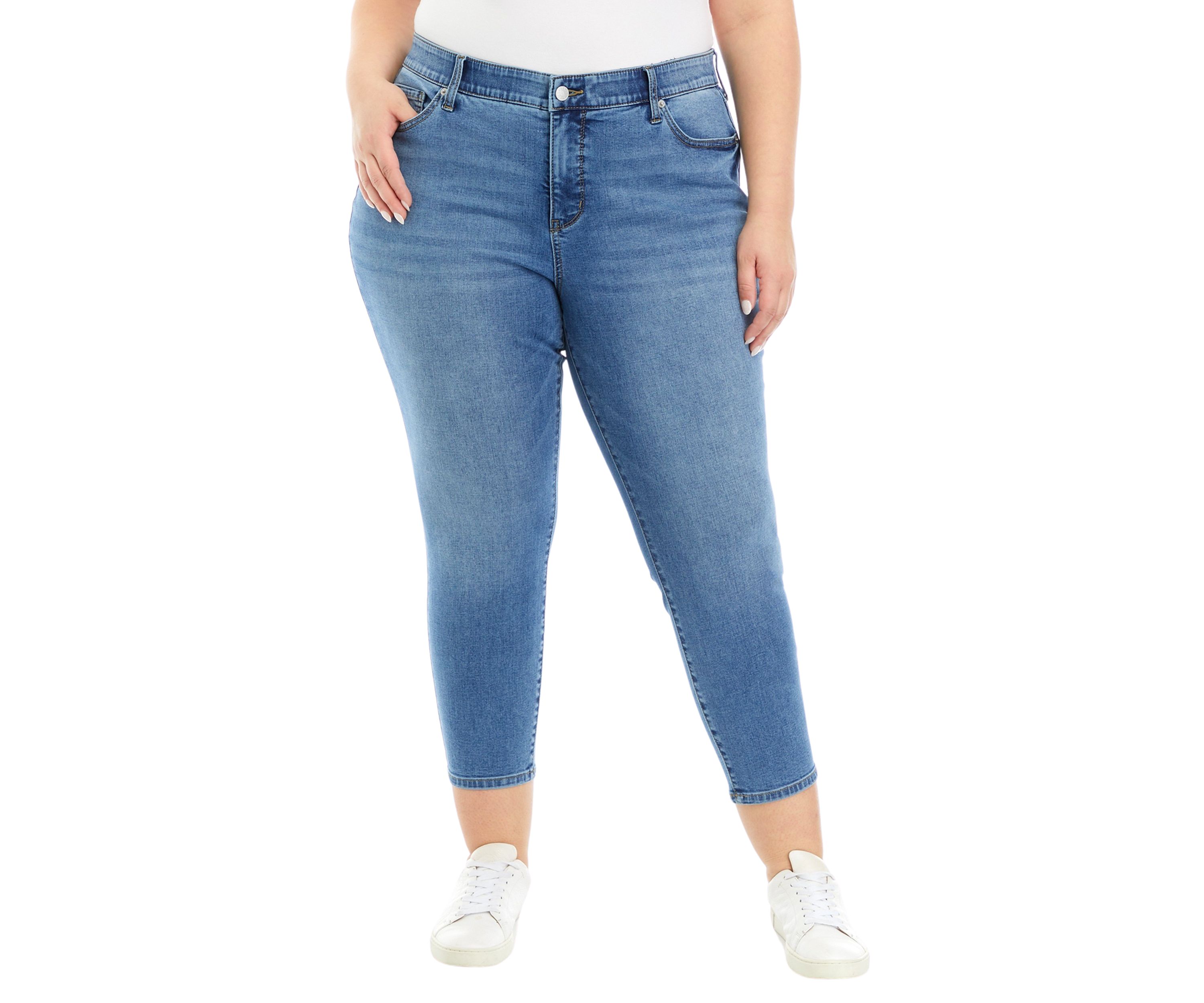 Plus Size 5 Pocket Denim Cropped Jeans