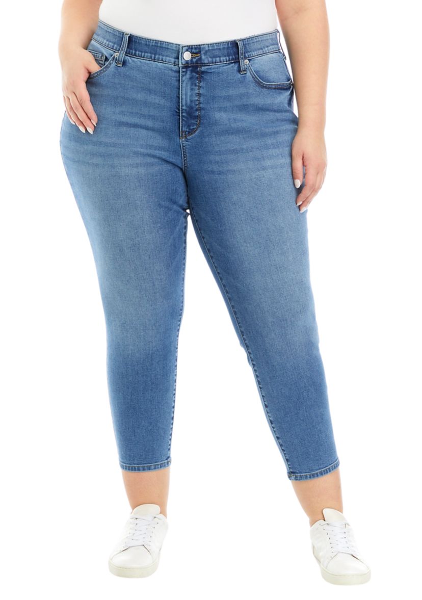Plus Size 5 Pocket Denim Cropped Jeans