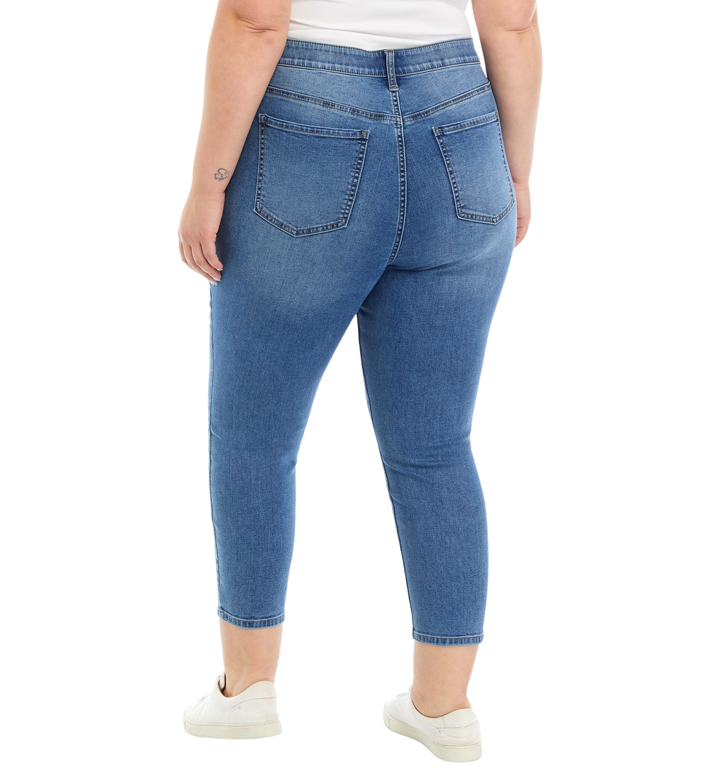 Plus Size 5 Pocket Denim Cropped Jeans