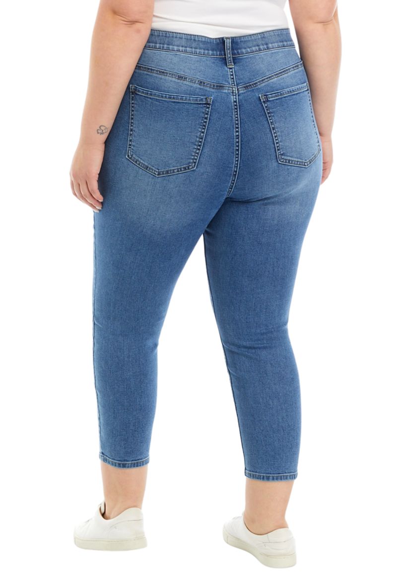 Plus Size 5 Pocket Denim Cropped Jeans