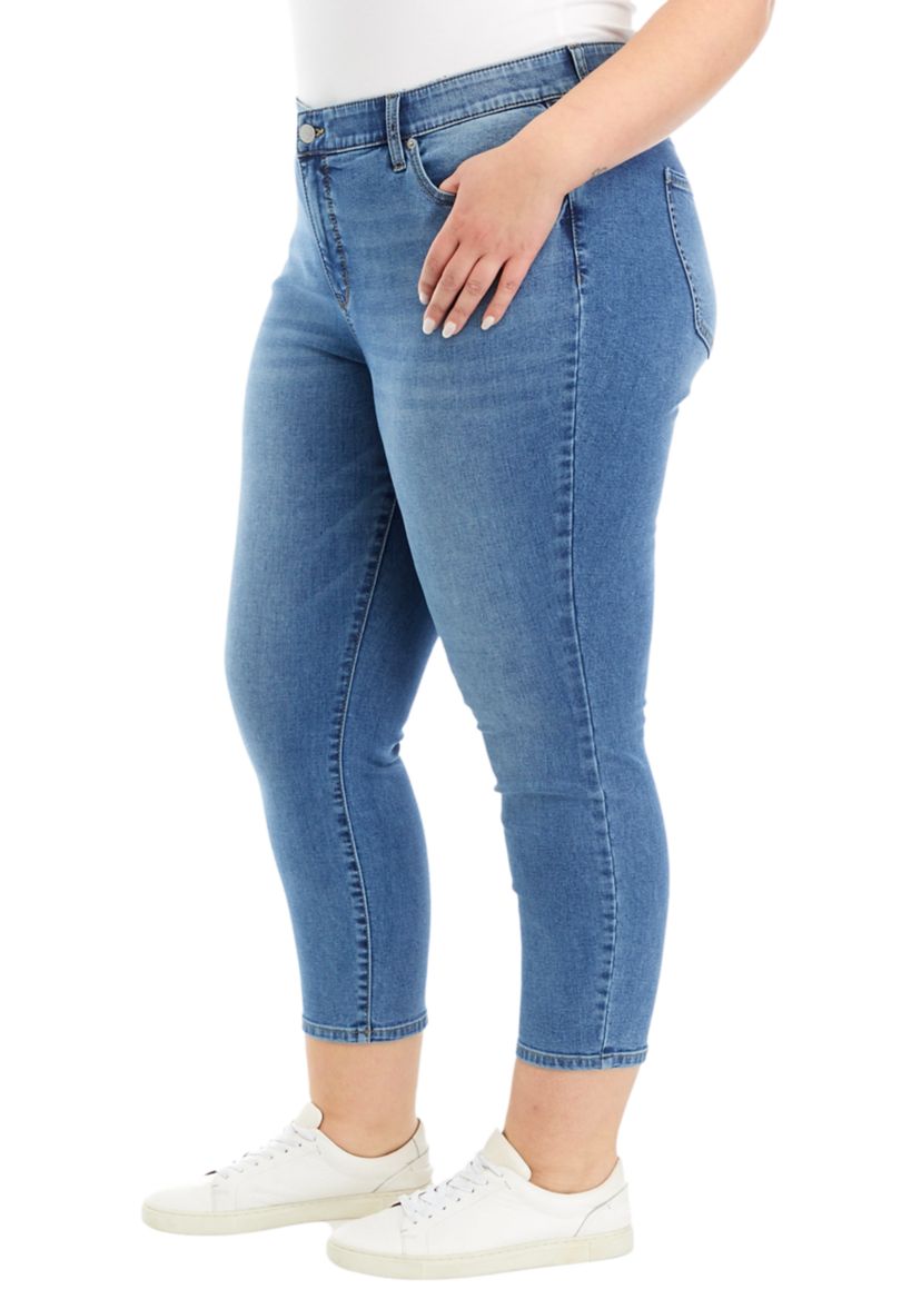Plus Size 5 Pocket Denim Cropped Jeans