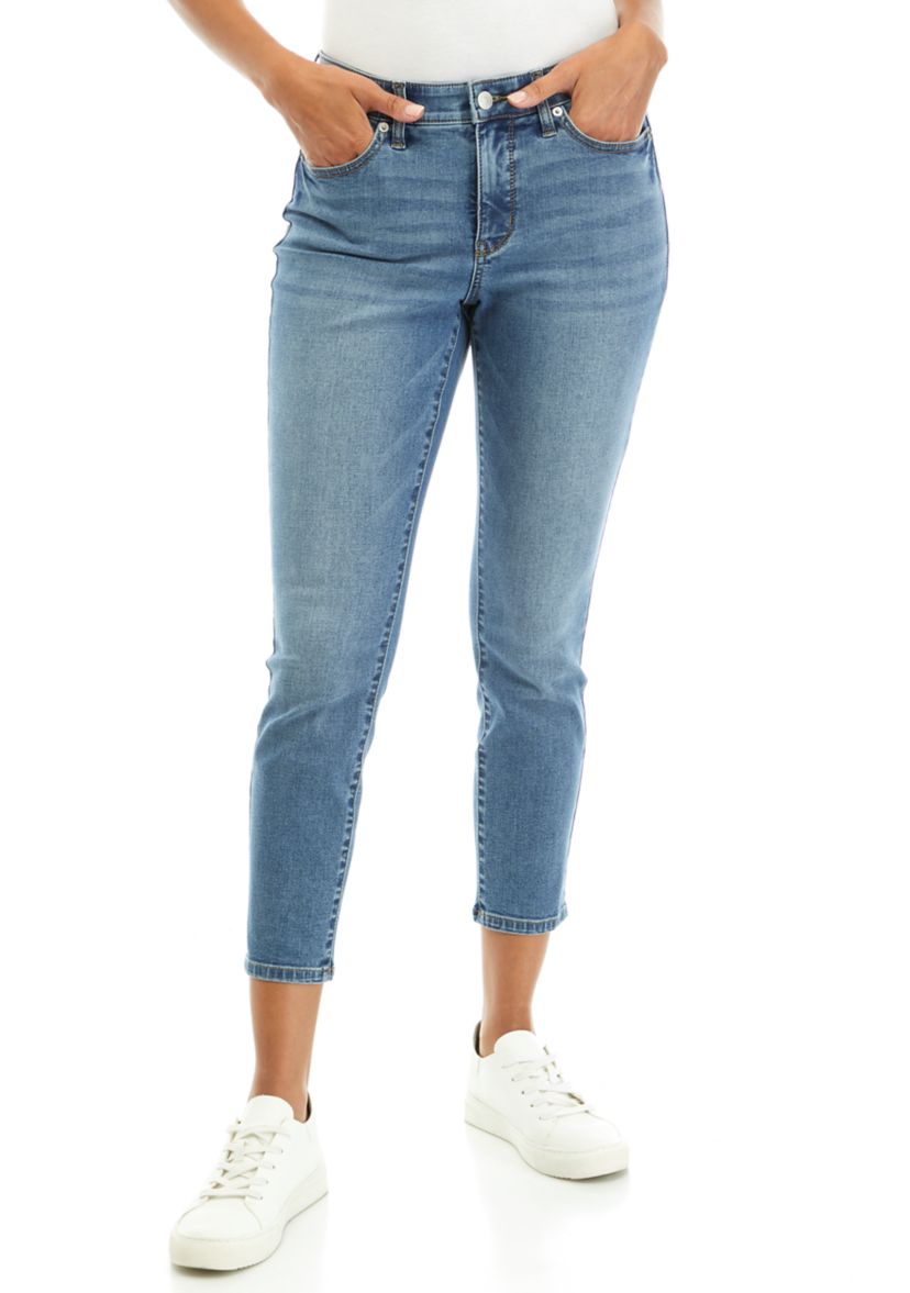 Mid Rise 5 Pocket Denim Cropped Jeans 