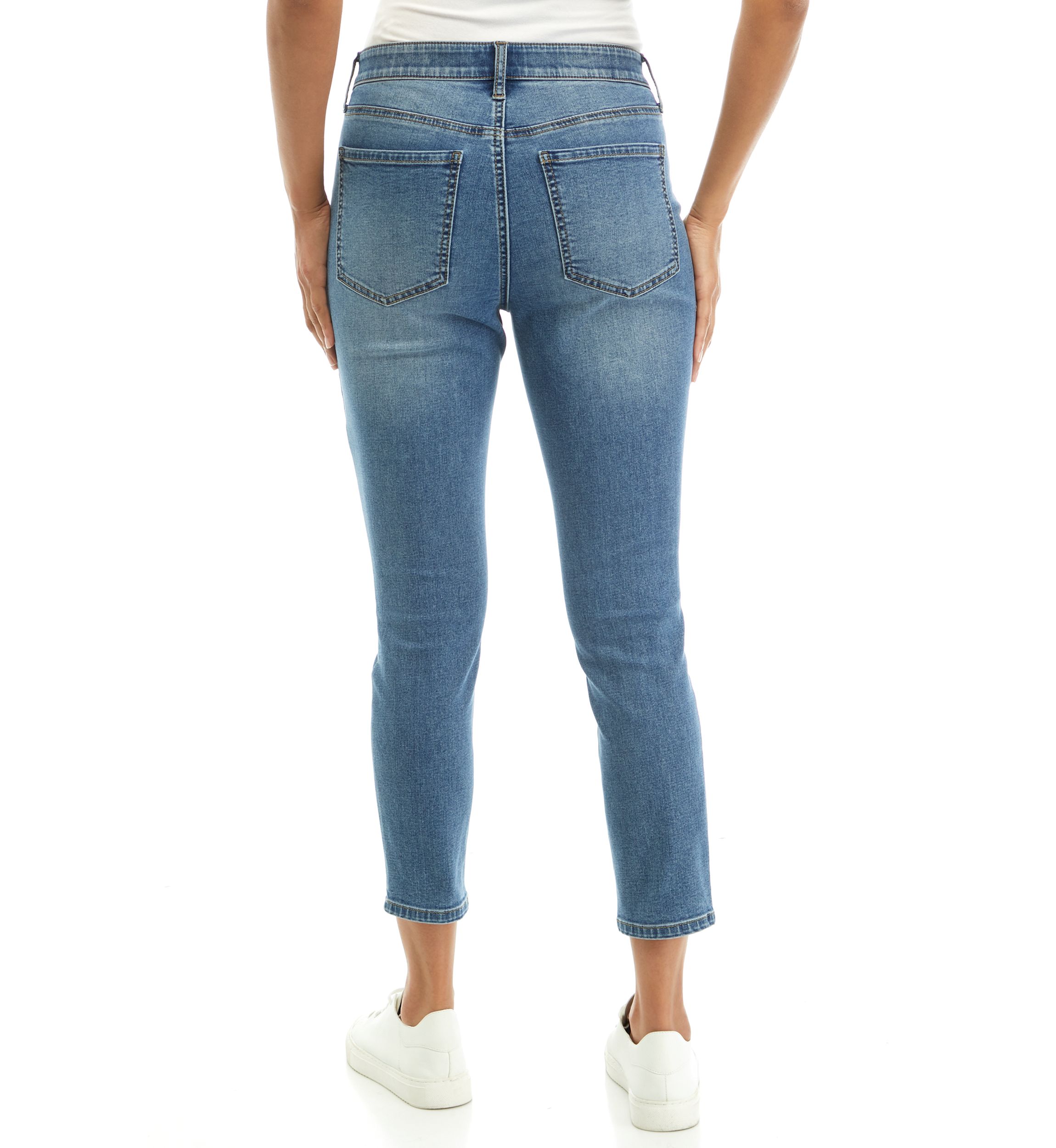 Mid Rise 5 Pocket Denim Cropped Jeans 