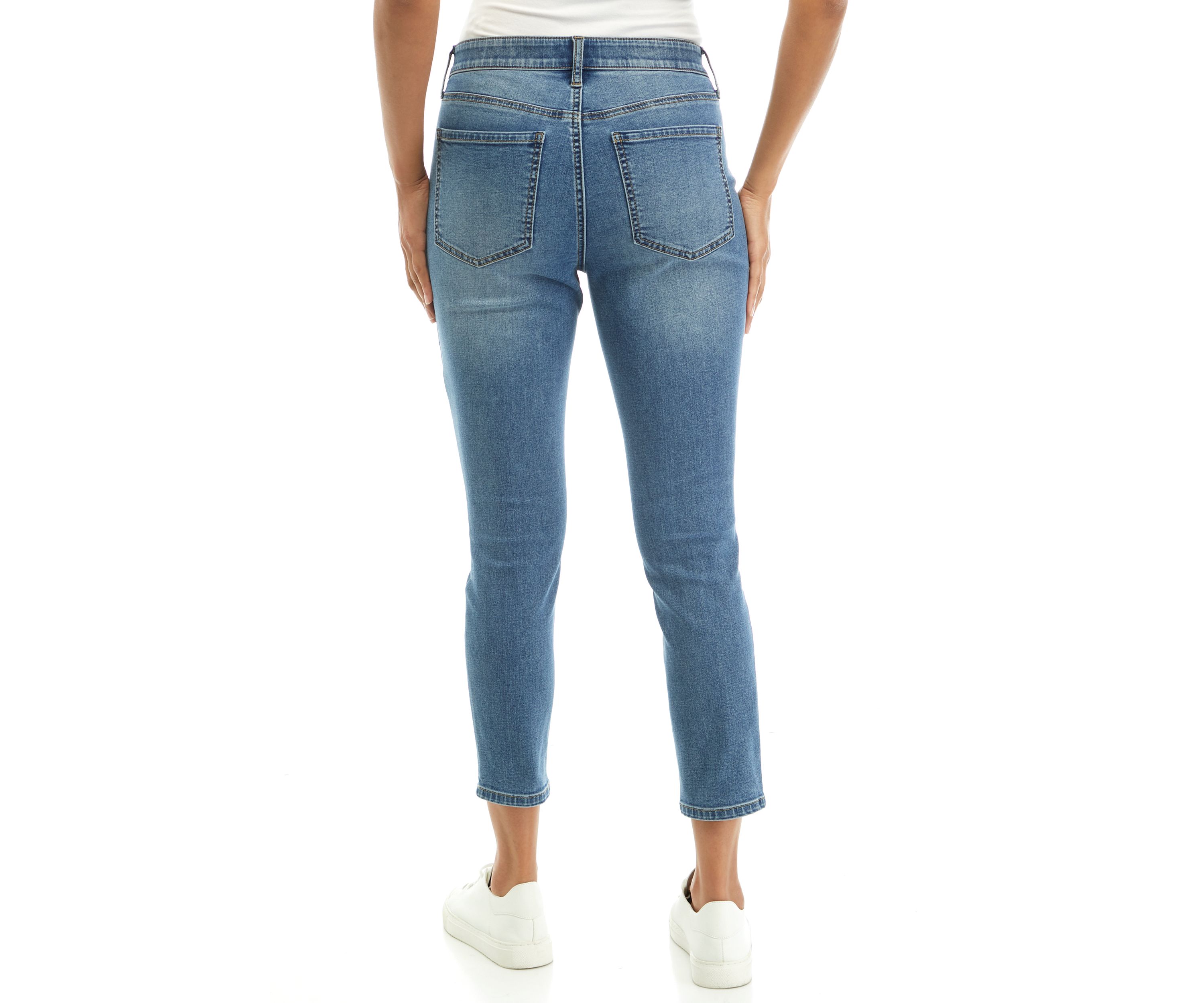 Mid Rise 5 Pocket Denim Cropped Jeans 