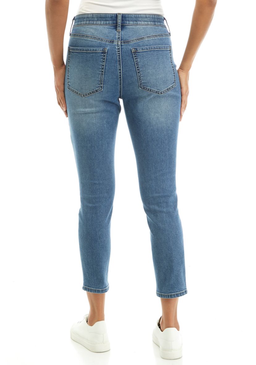Mid Rise 5 Pocket Denim Cropped Jeans 