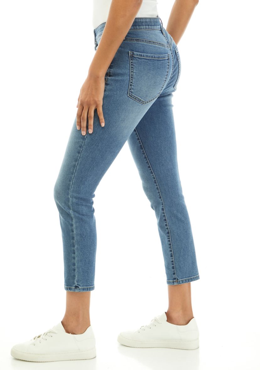 Mid Rise 5 Pocket Denim Cropped Jeans 