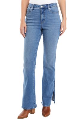 Women's High Rise Split Hem Flare Jeans