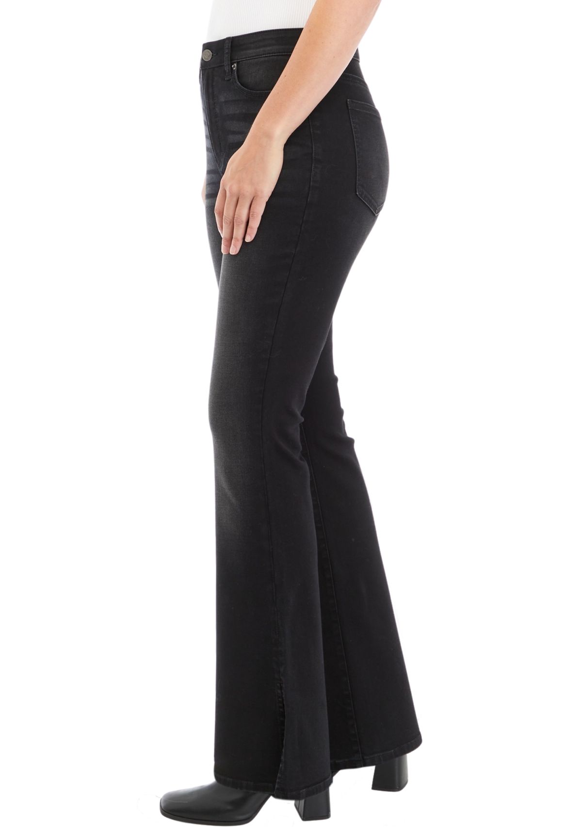 Womens High Rise Split Hem Flare Jeans