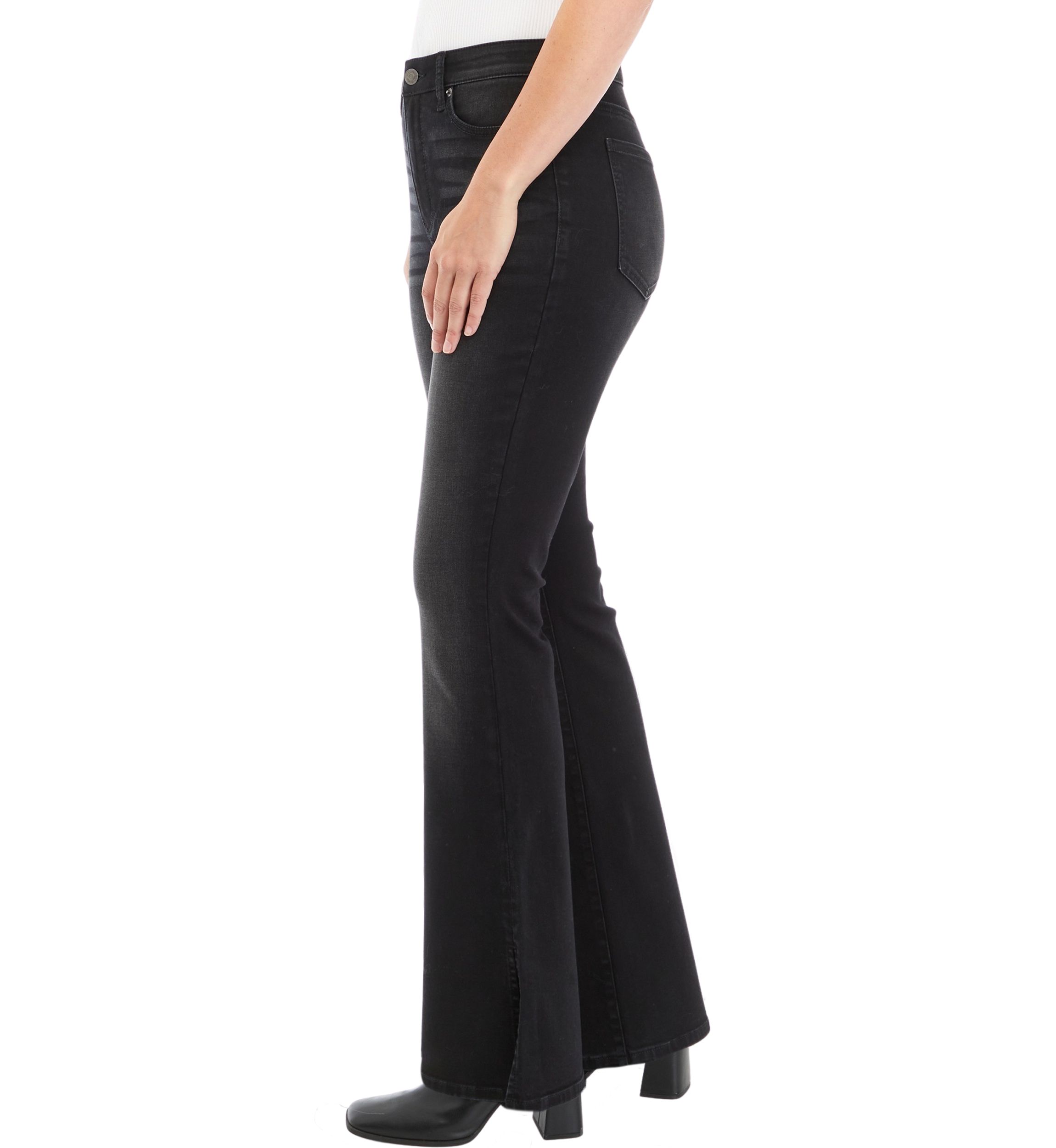 Womens High Rise Split Hem Flare Jeans