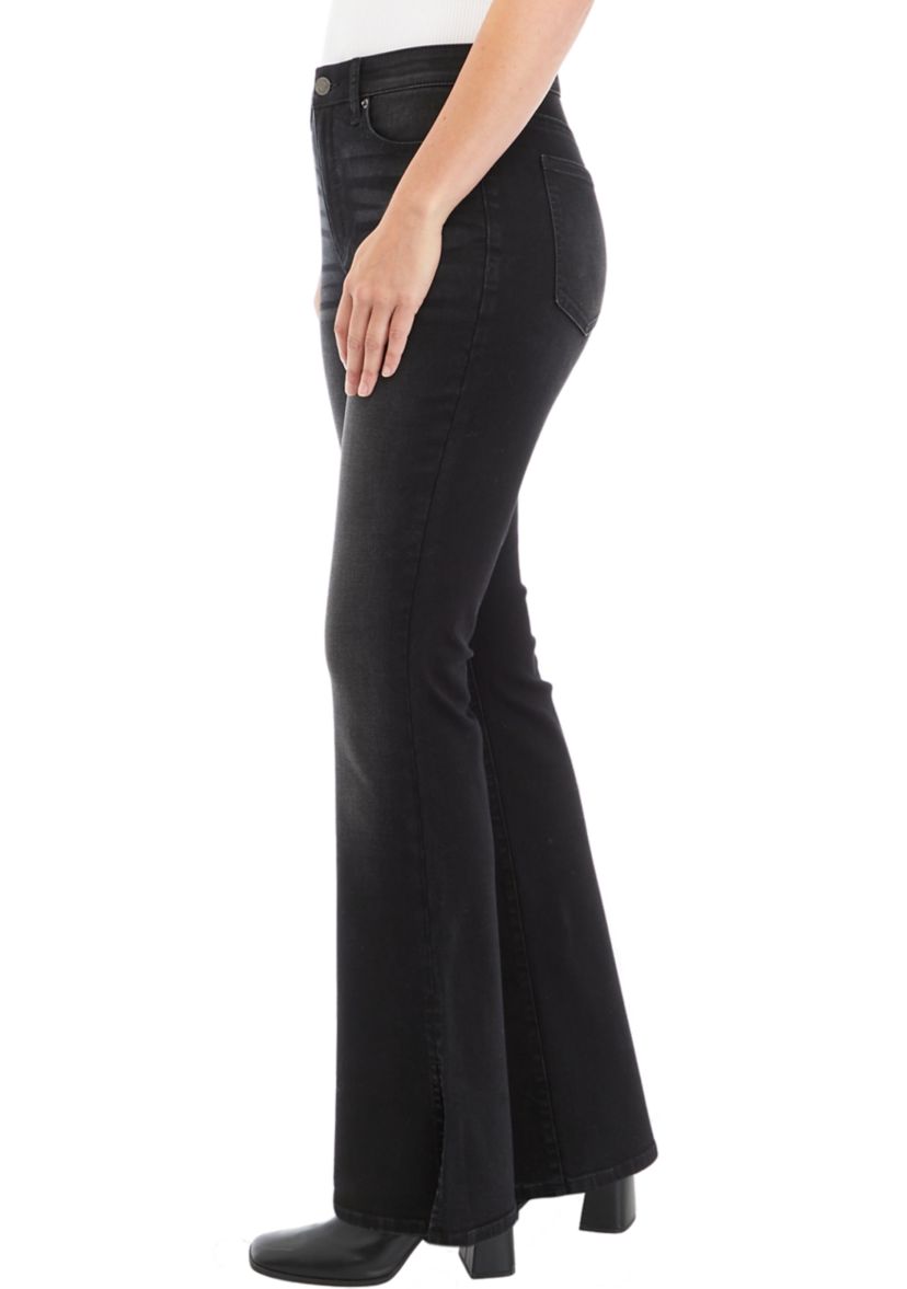 Womens High Rise Split Hem Flare Jeans