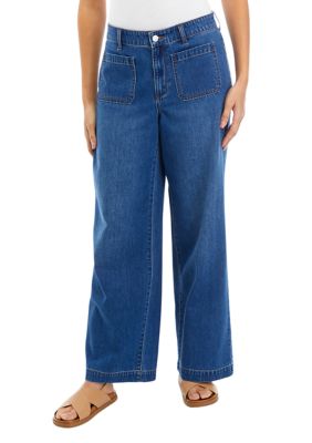 Women's Patch Pocket Wide Leg Jeans