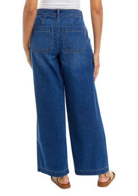 Women's Patch Pocket Wide Leg Jeans