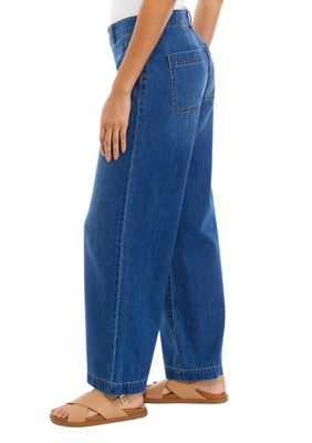 Women's Patch Pocket Wide Leg Jeans
