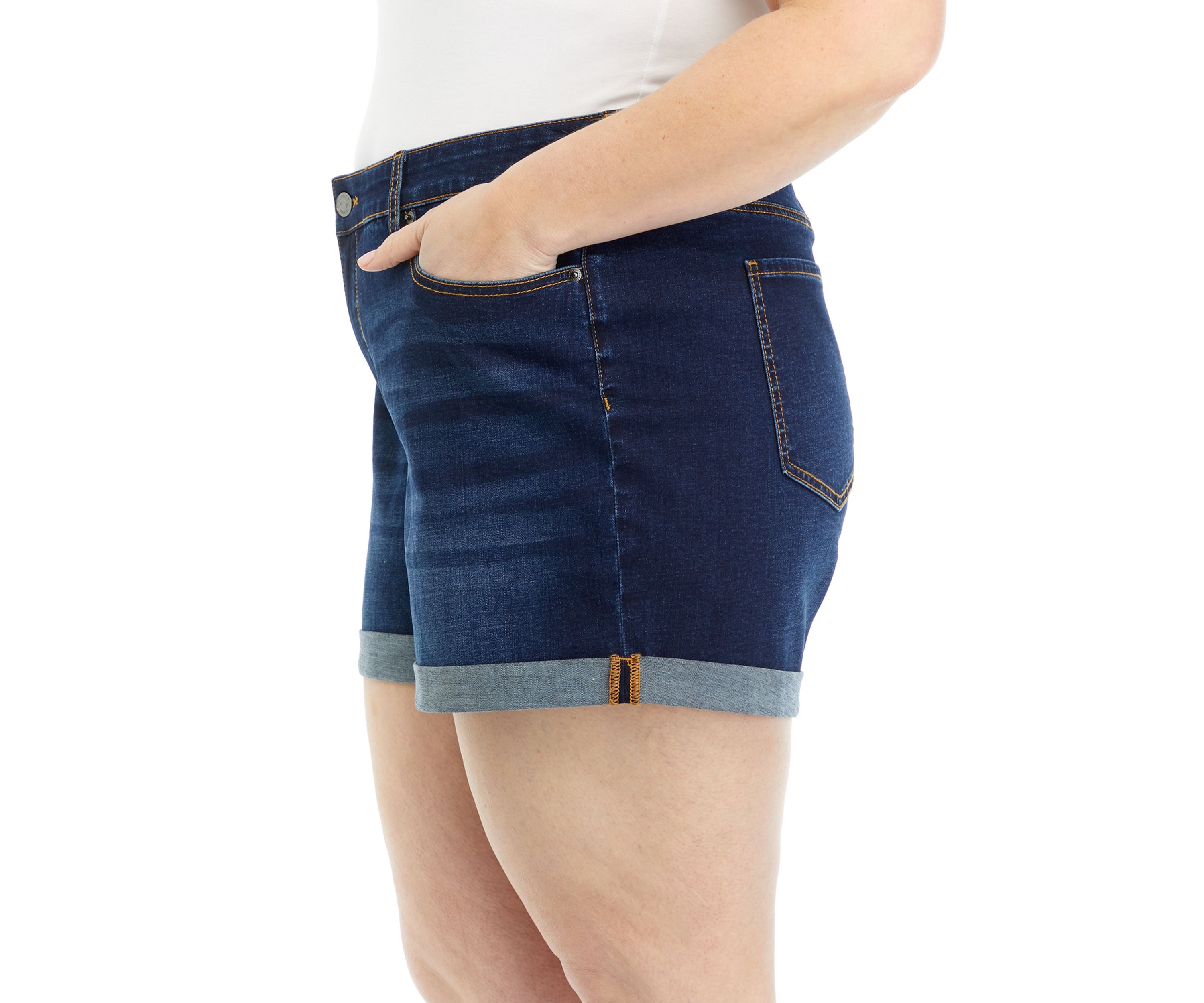 Plus Size Mid Rise Cuff Shorts