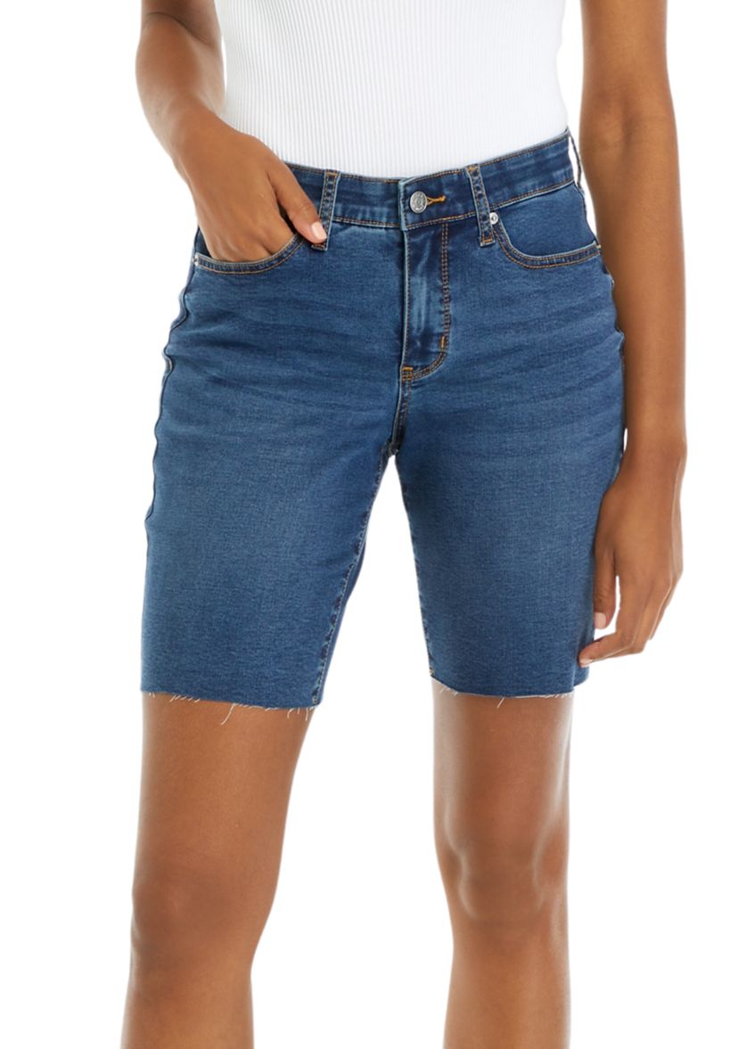 Womens Mid Rise Denim Bermuda Shorts