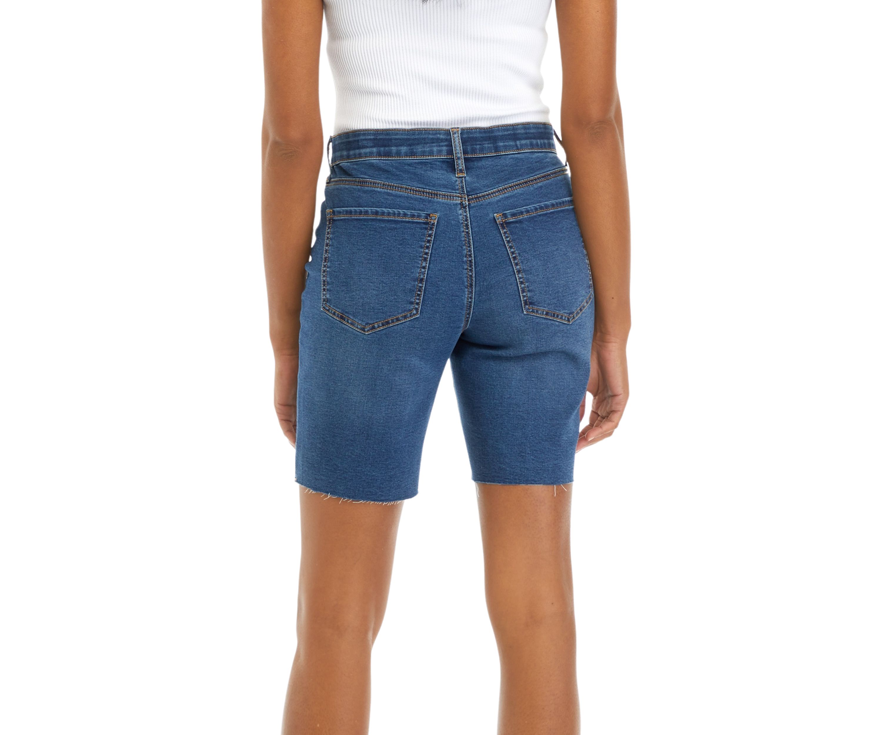 Womens Mid Rise Denim Bermuda Shorts