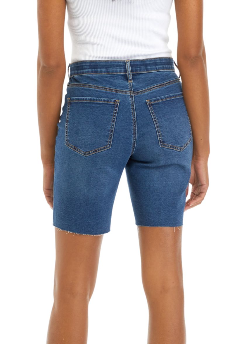Womens Mid Rise Denim Bermuda Shorts