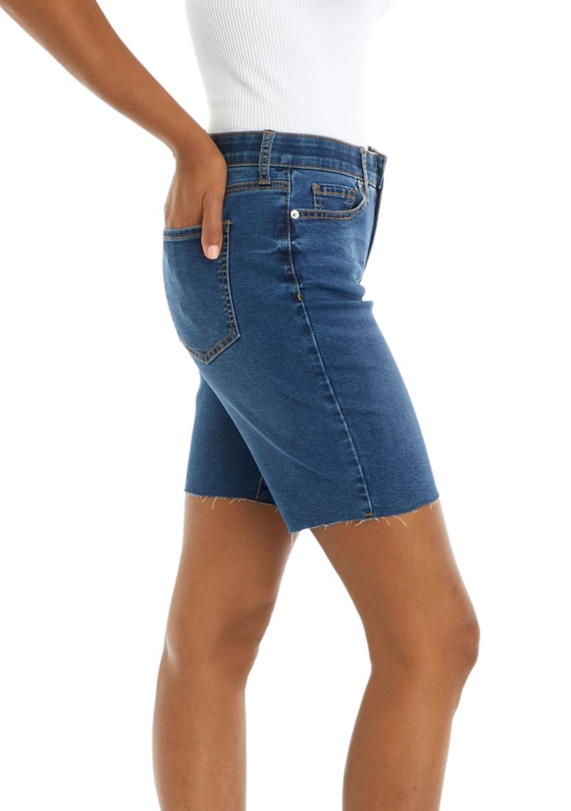 Womens Mid Rise Denim Bermuda Shorts