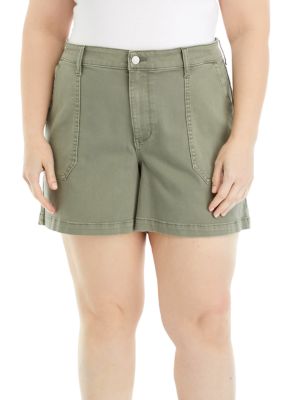 Plus Mid Rise Utility Shorts