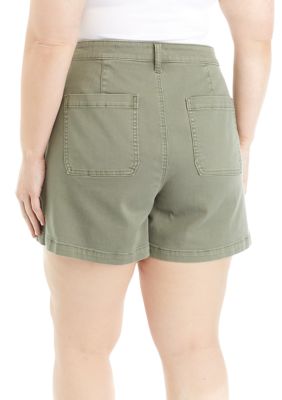 Plus Mid Rise Utility Shorts