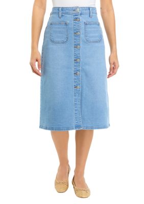 Women's Button Front Denim Skirt