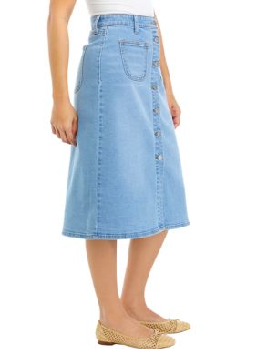 Women's Button Front Denim Skirt