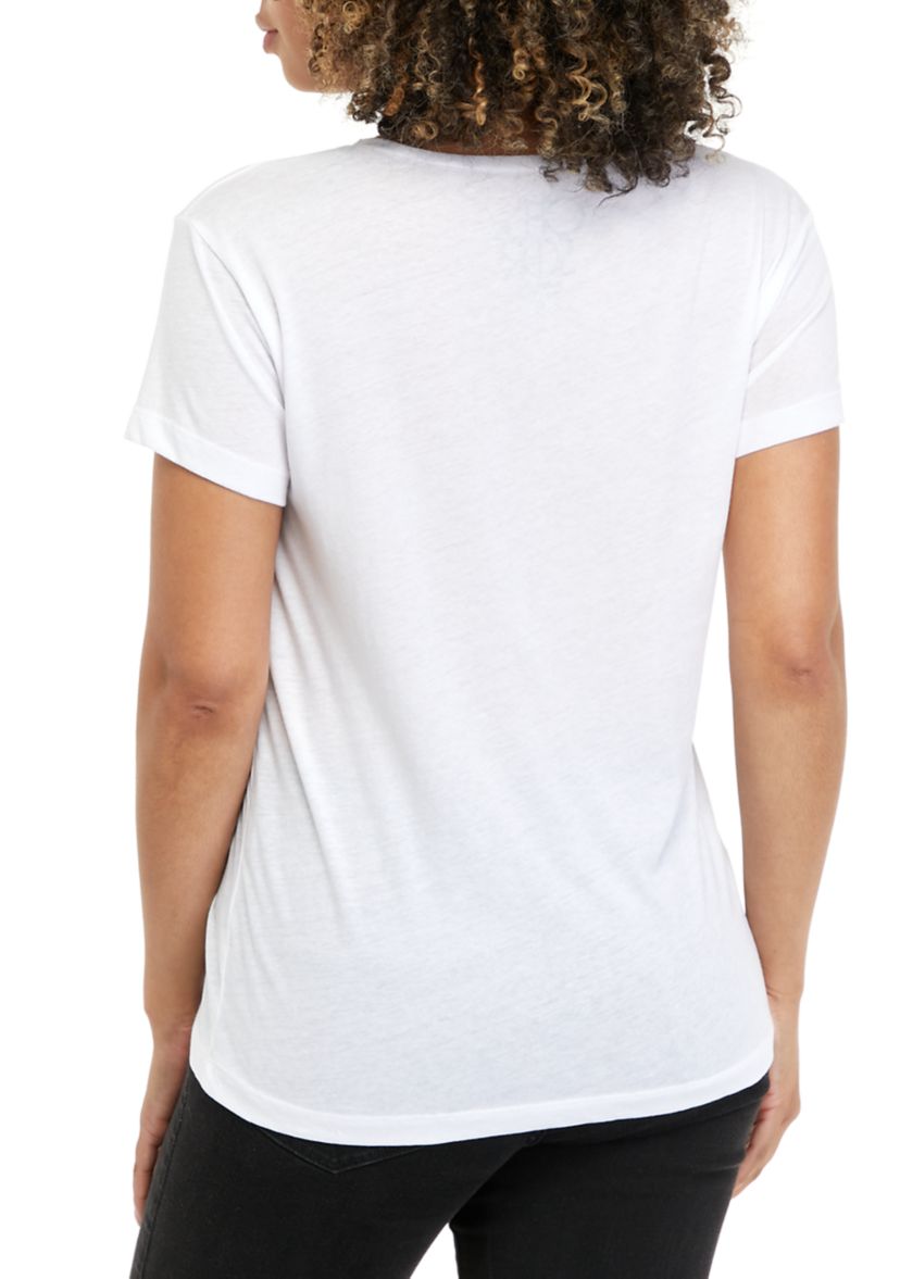 Womens Short Sleeve Rainbow Lips Graphic T-Shirt 