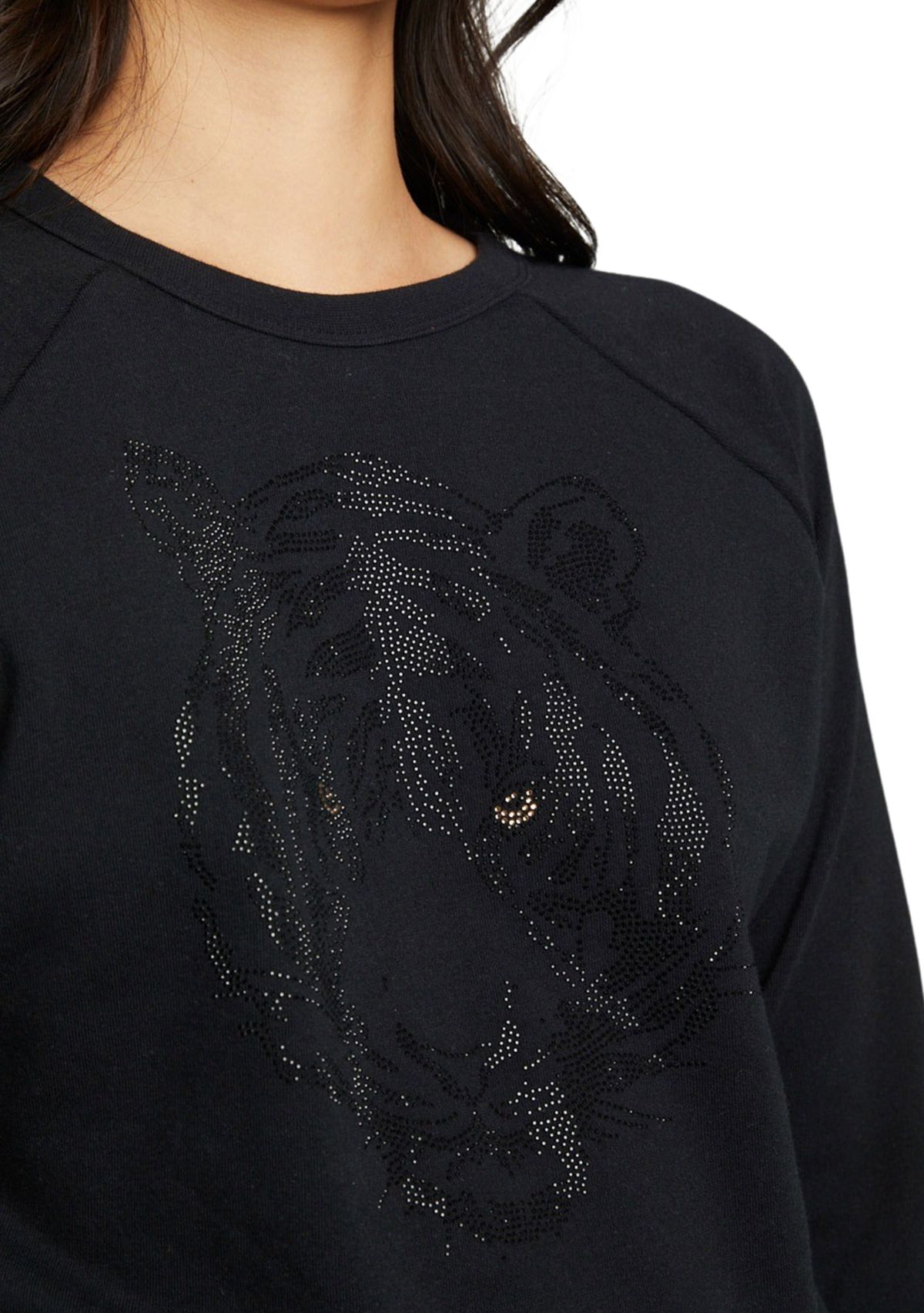 Womens Tiger Cotton Fleece Long Sleeve Crew Neck T-Shirt