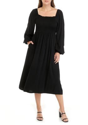 Crown & Ivy™ Women's Blouson Sleeve Smocked Bodice Dress | belk