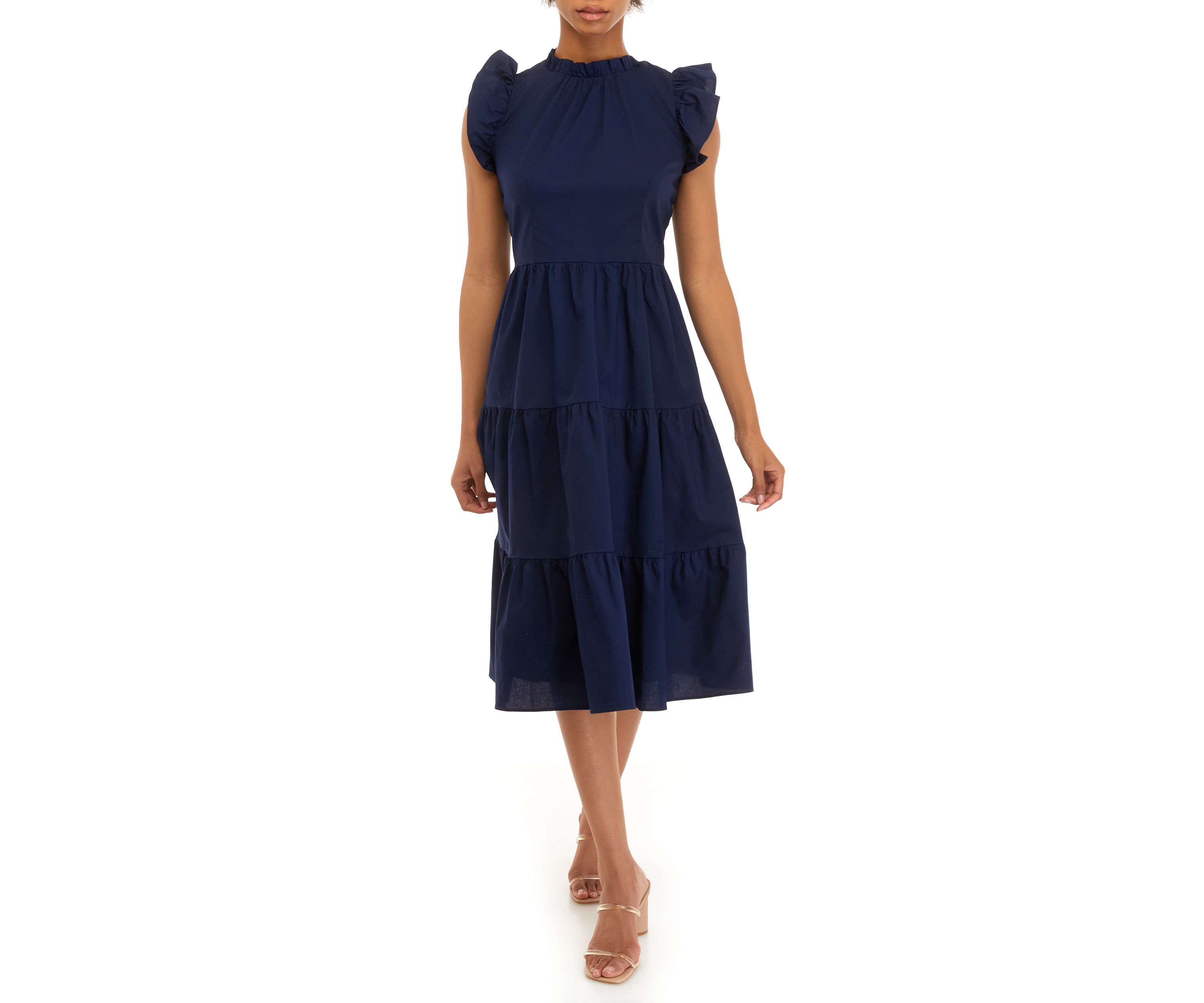 Womens Flutter Sleeve Tier Dress