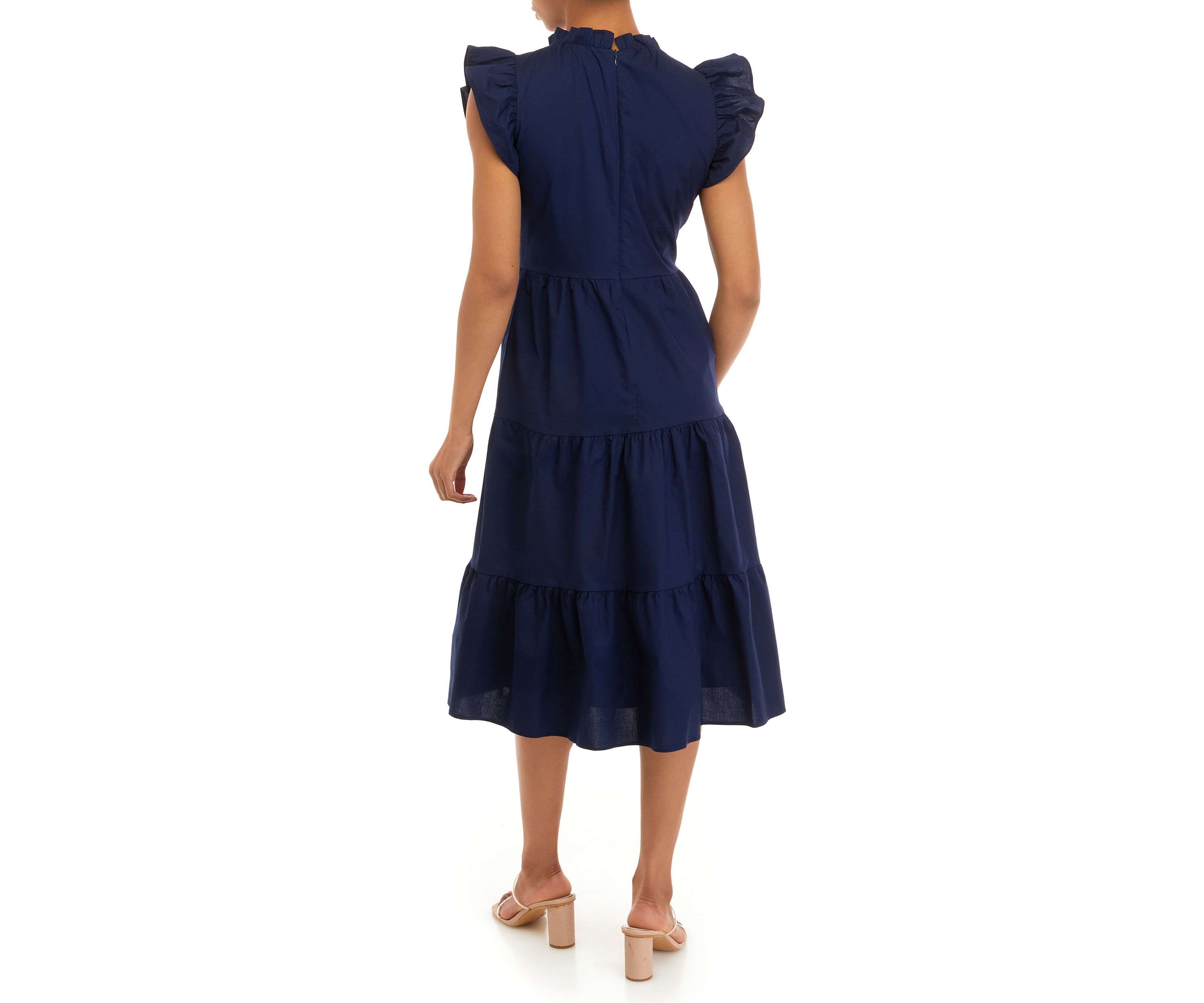 Womens Flutter Sleeve Tier Dress