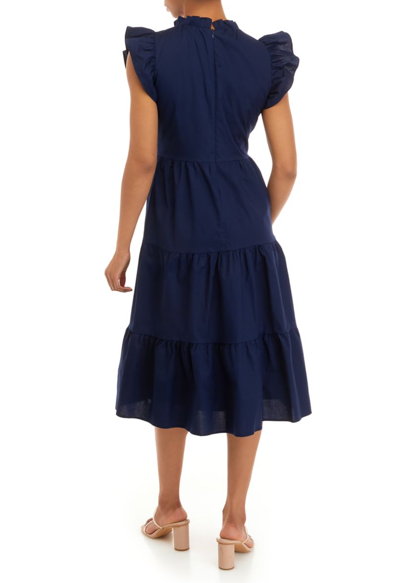 Womens Flutter Sleeve Tier Dress