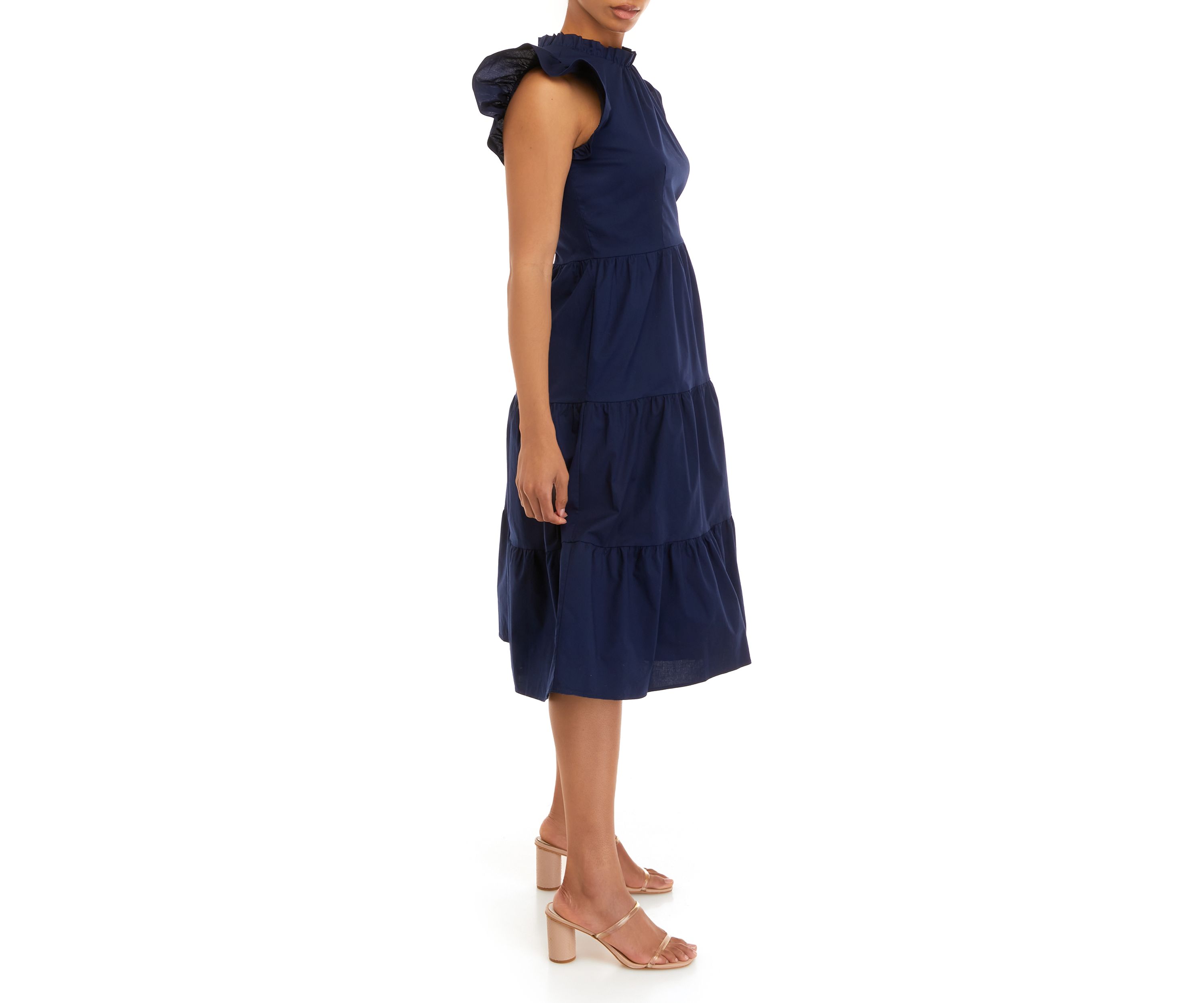 Womens Flutter Sleeve Tier Dress