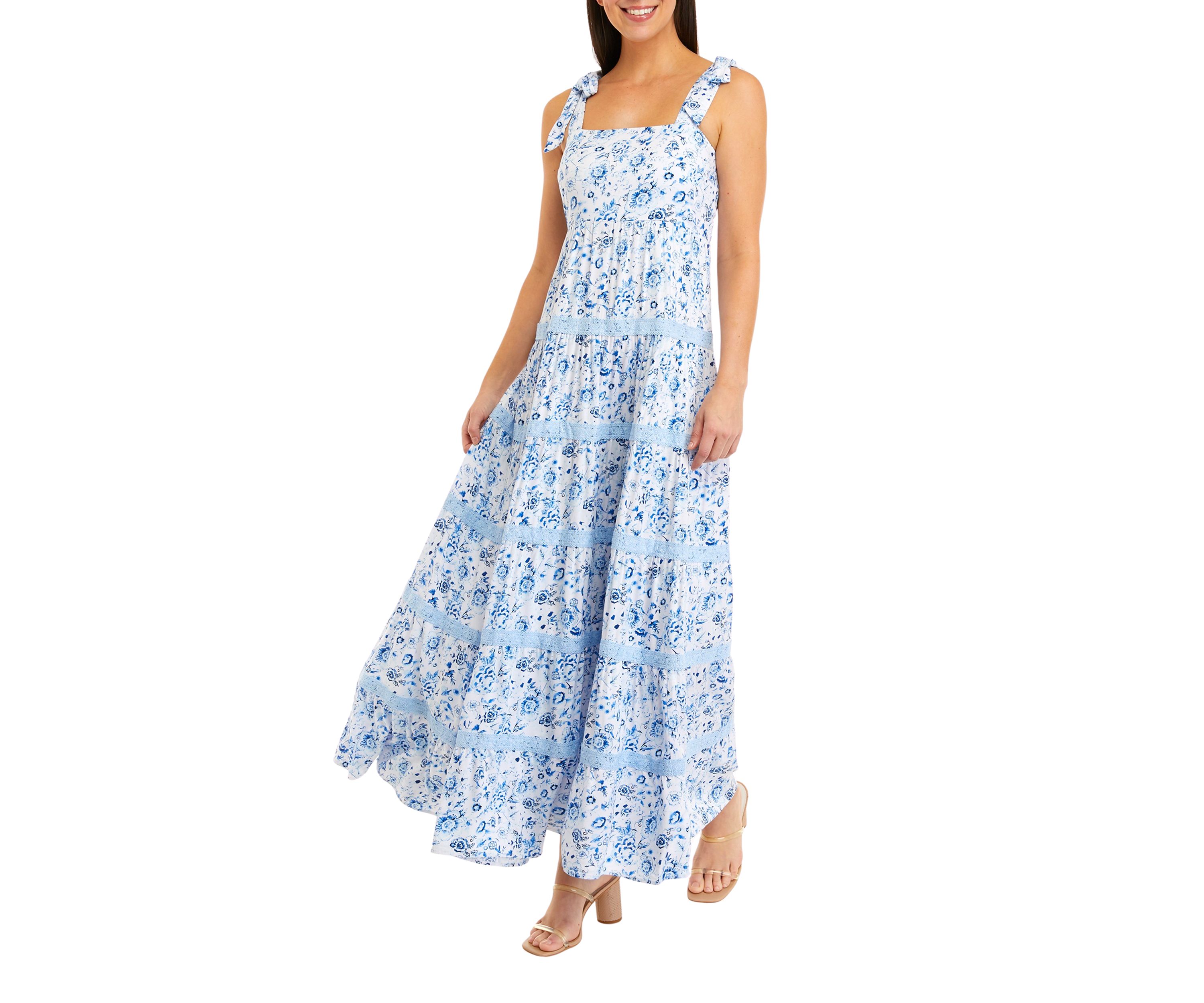 Womens Sleeveless Pom Print Dress
