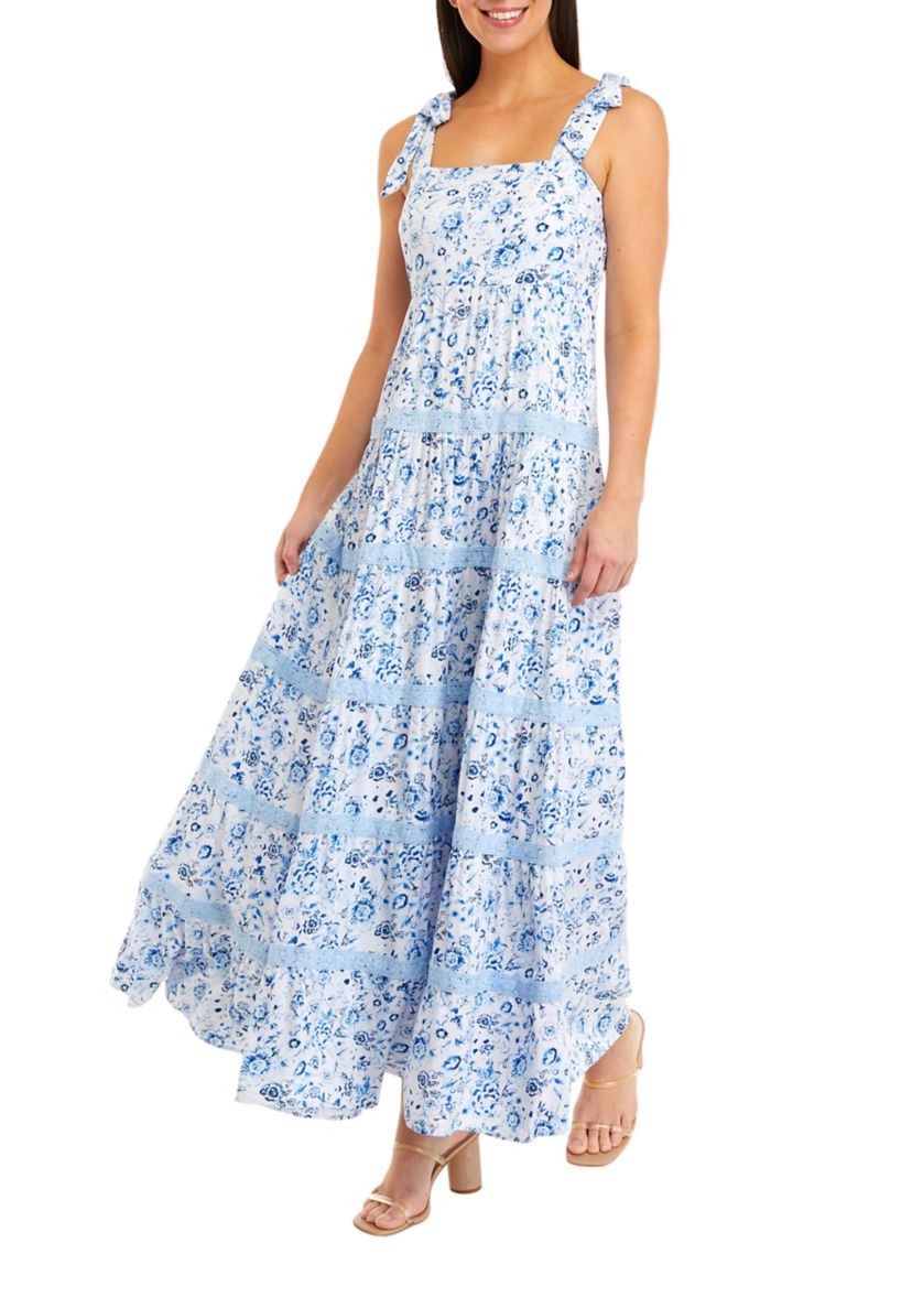 Womens Sleeveless Pom Print Dress