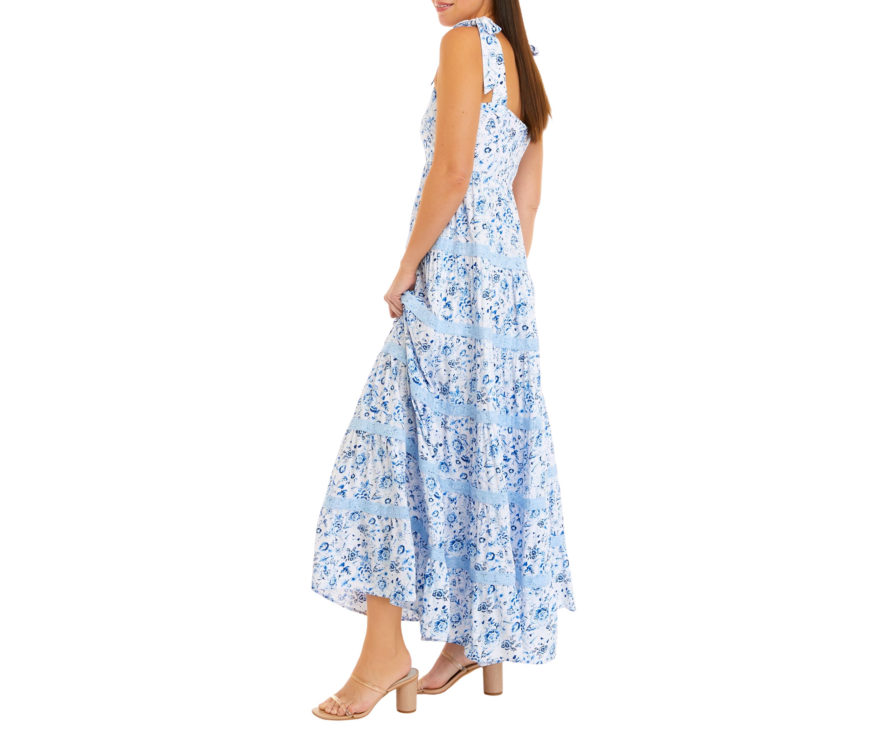 Womens Sleeveless Pom Print Dress