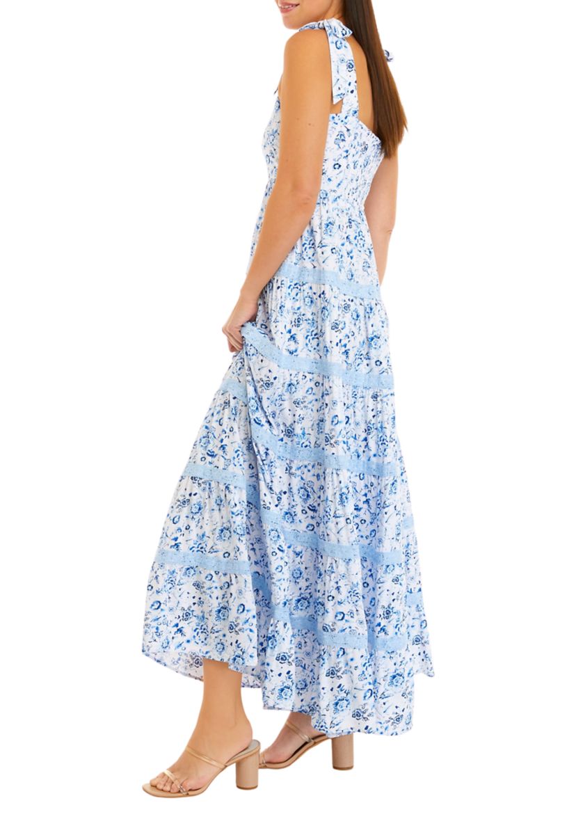 Womens Sleeveless Pom Print Dress