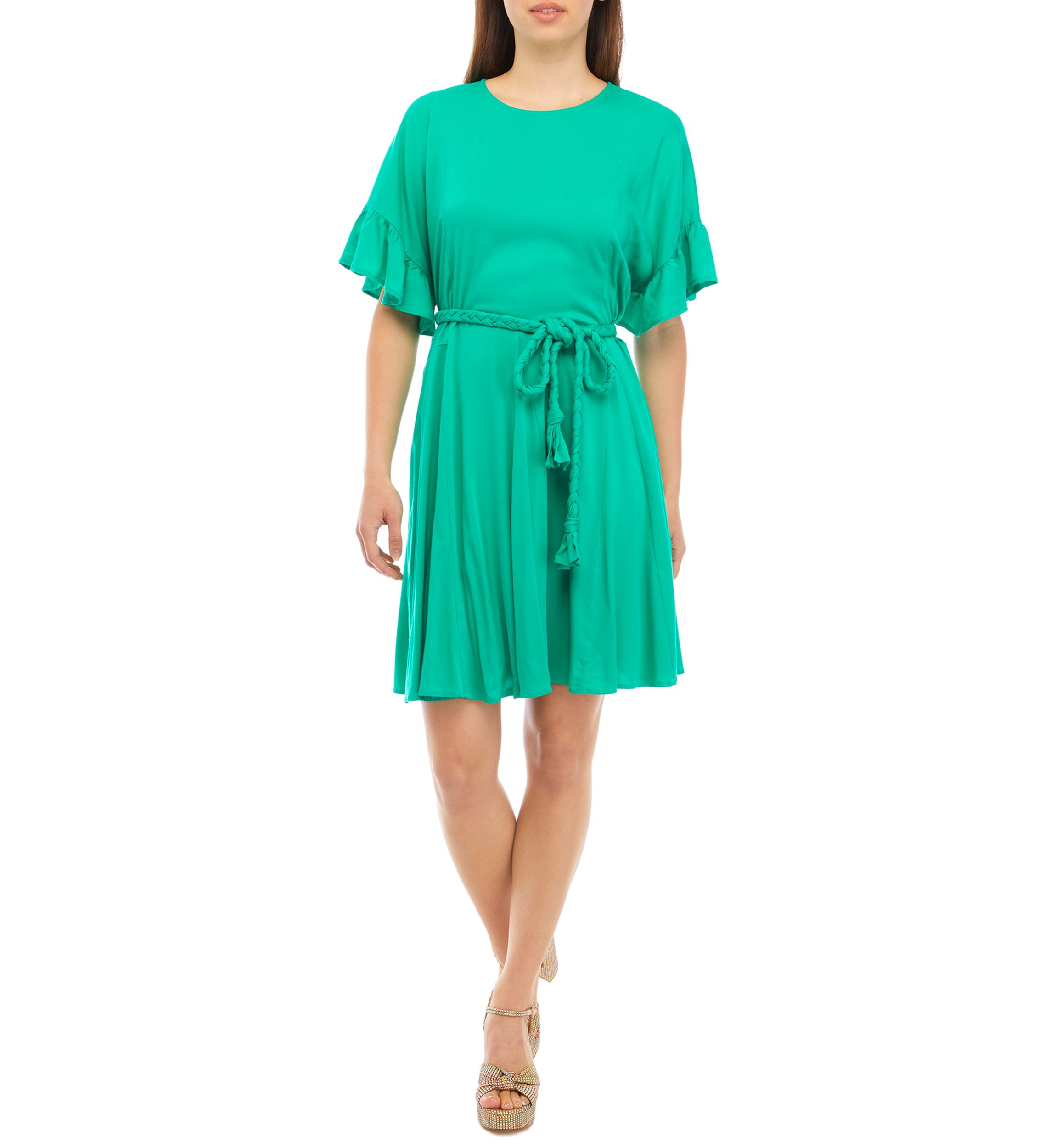 Womens Flutter Godet Dress