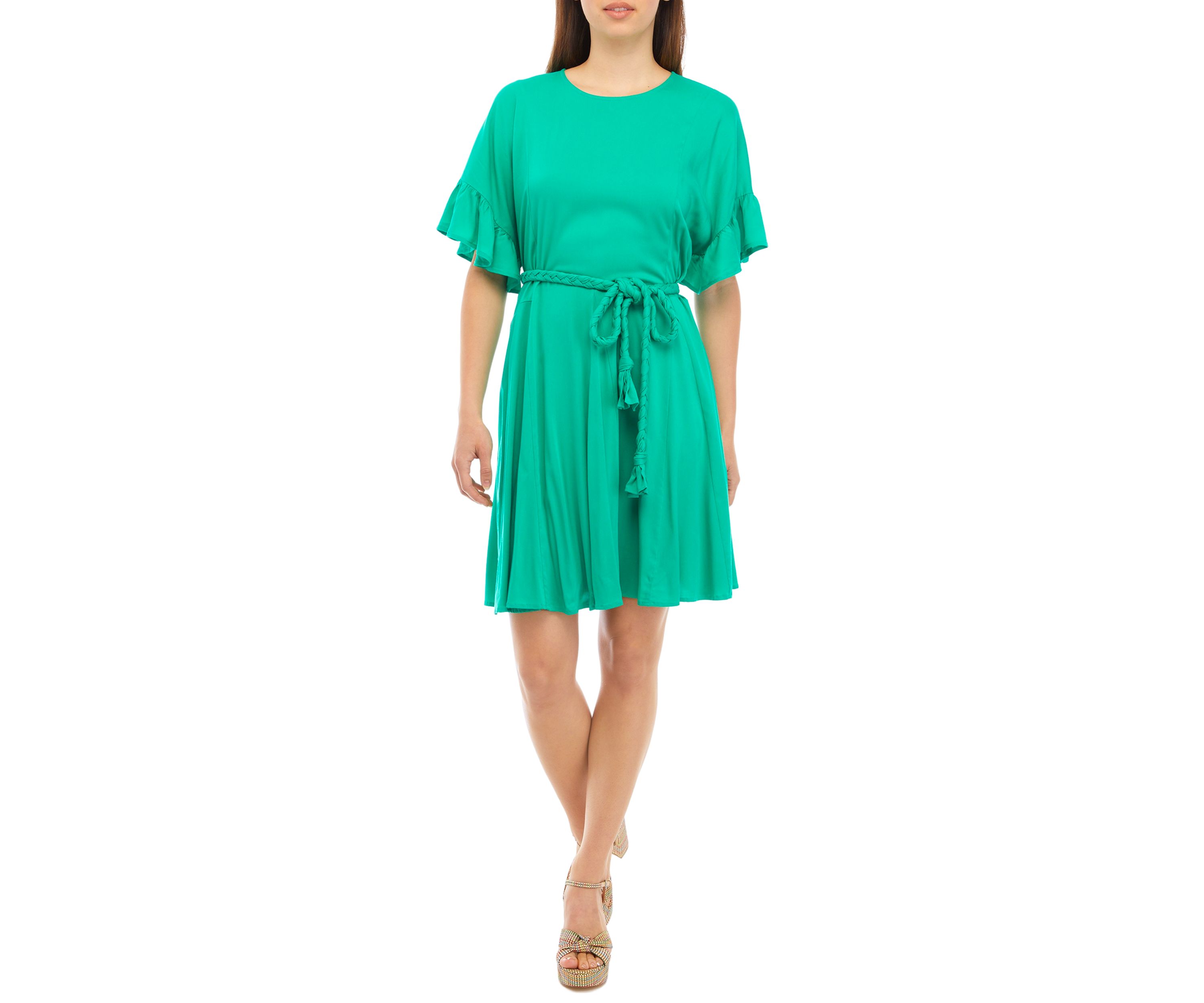 Womens Flutter Godet Dress