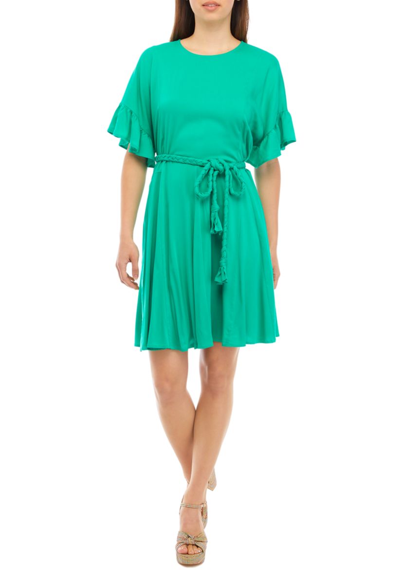 Womens Flutter Godet Dress