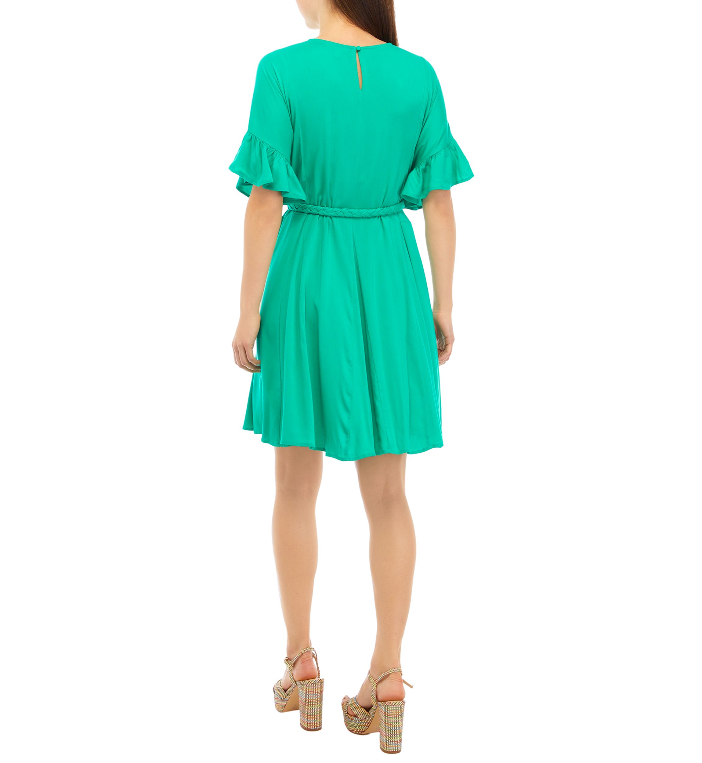 Womens Flutter Godet Dress