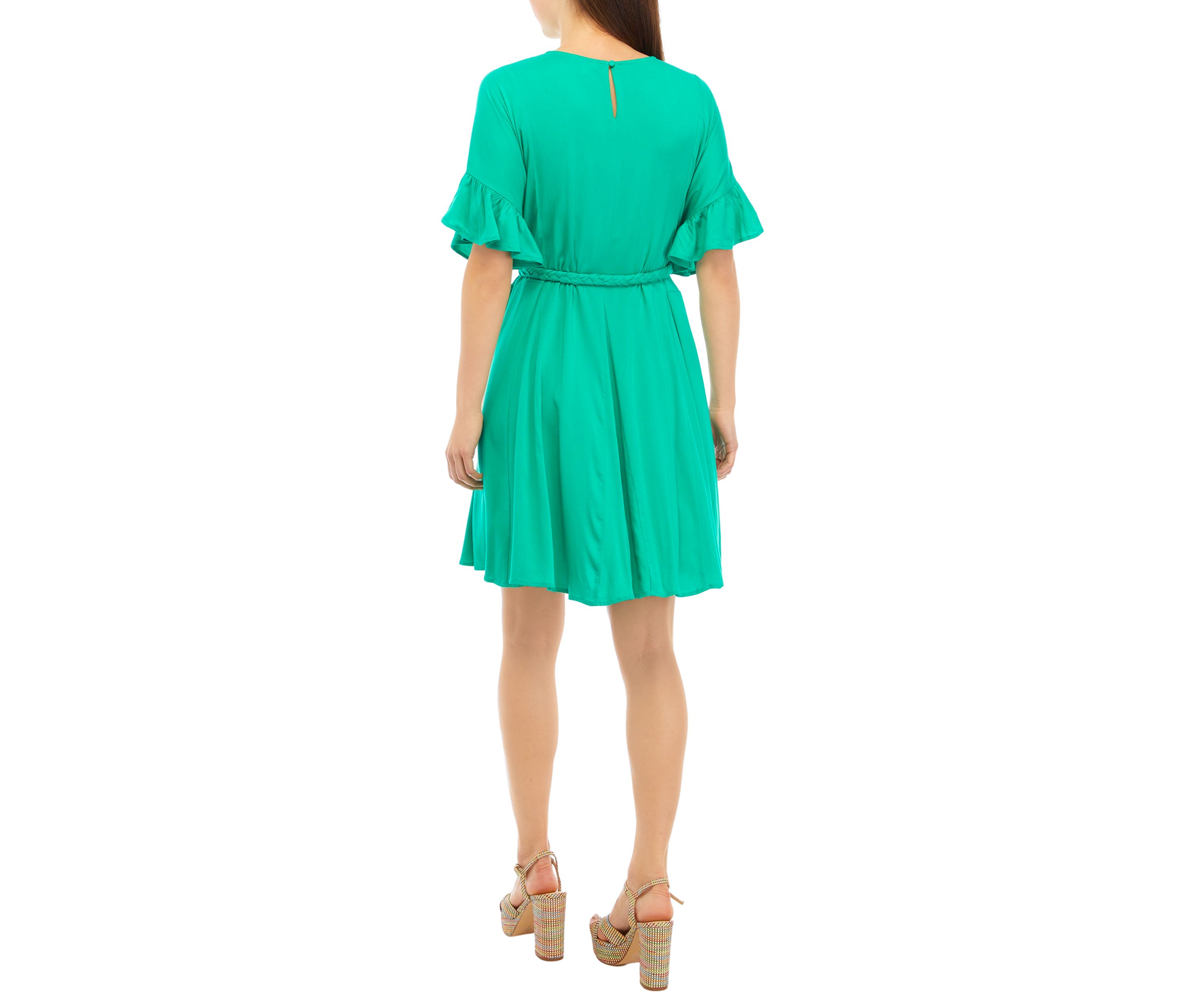 Womens Flutter Godet Dress
