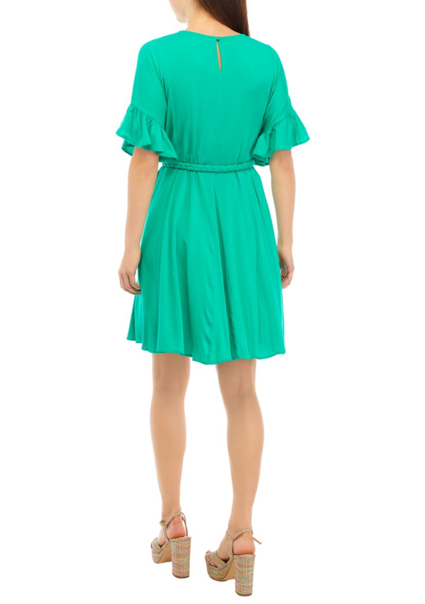 Womens Flutter Godet Dress